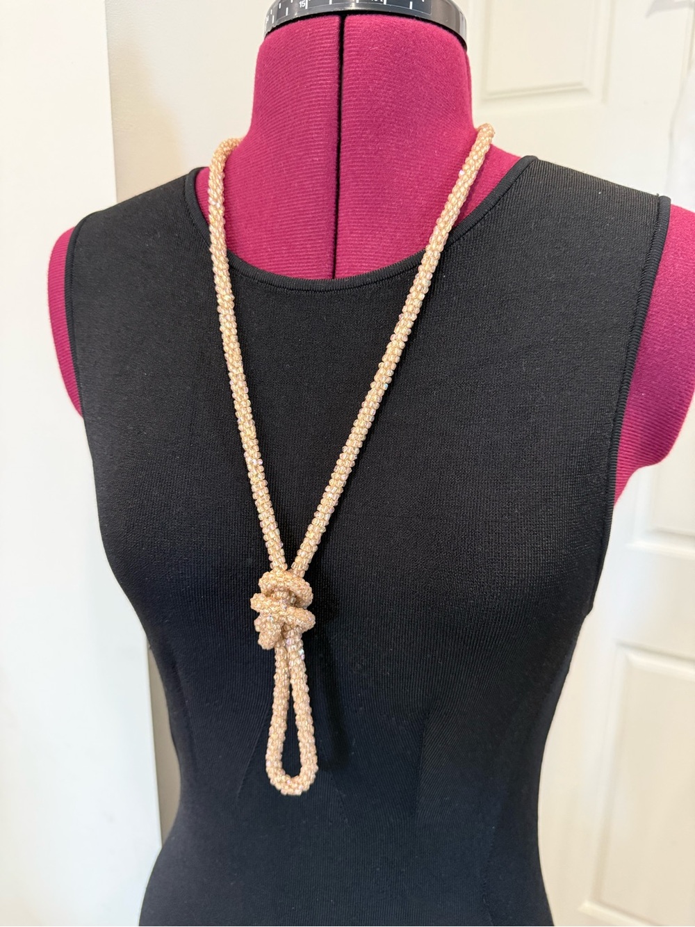 Vintage 1920s Flapper Crystal Beaded Sautoir Necklace 44” Long